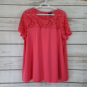 Torrid | Floral Scalloped Lace Sleeve Tunic Top